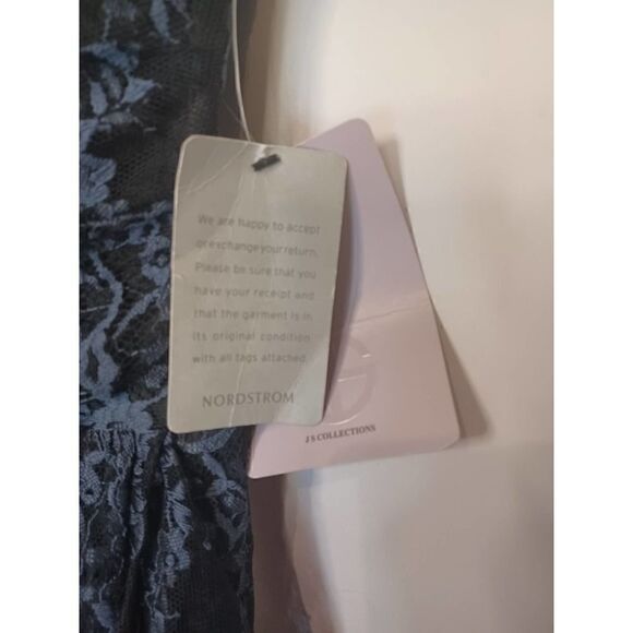 NORDSTROM SHEER LACE FORMAL GOWN EMBROIDERED BLACK FULL LENGTH J S COLLECTIONS 2 - Picture 3 of 4